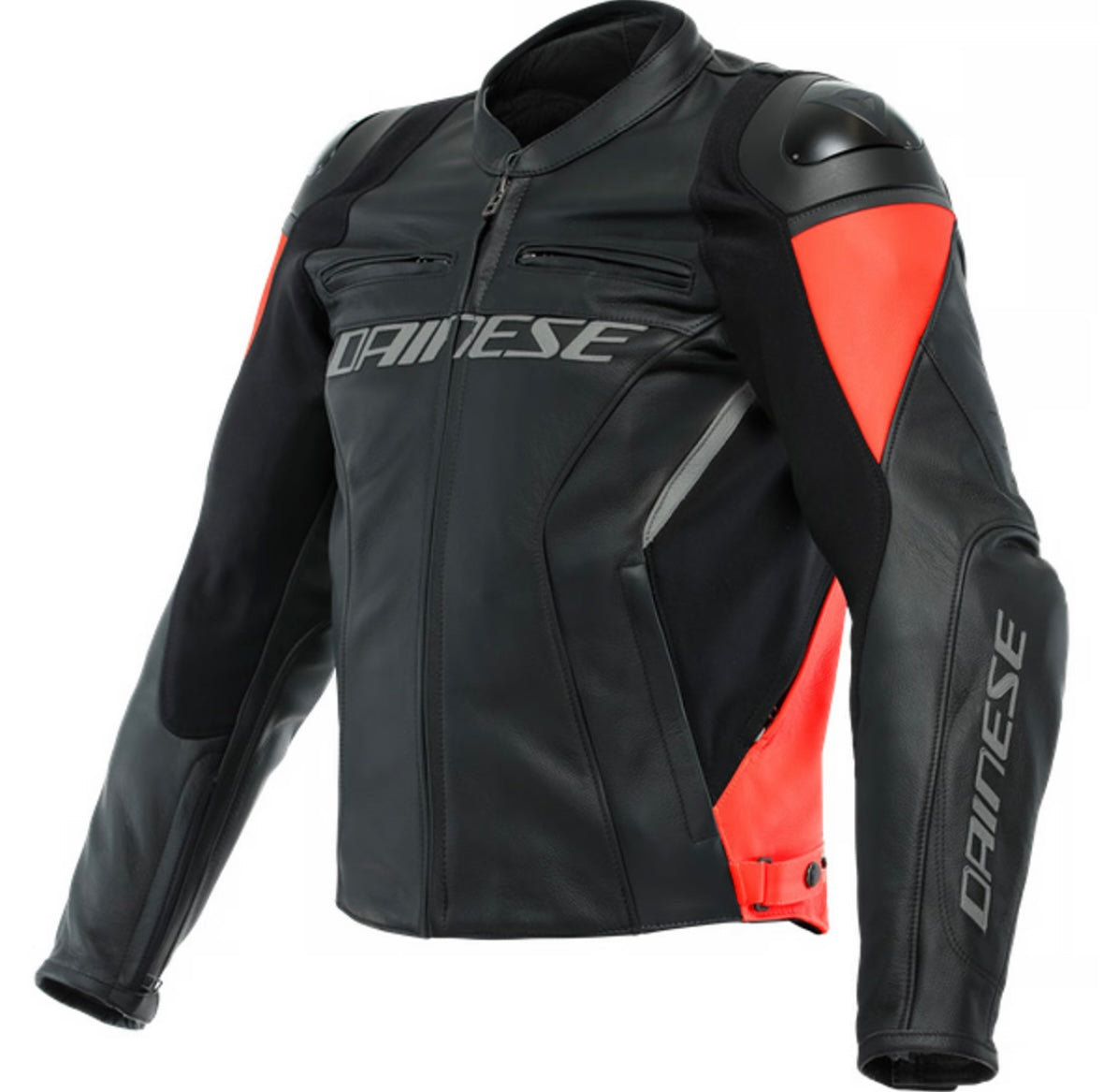 Giacca Moto Donna Pelle Dainese Racing 4 Sportiva con Protezioni BLACK/FLUO RED
