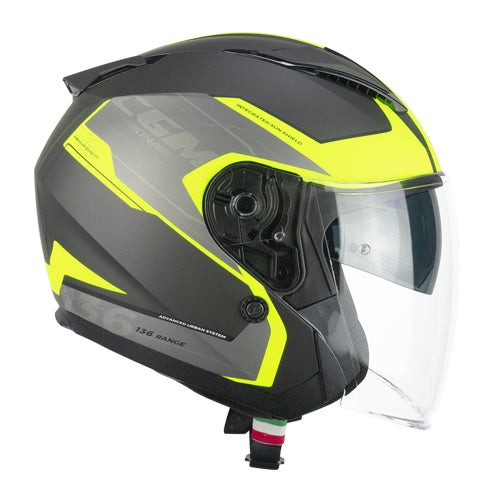 136S CGM, Casco Doppia visiera E2206 DNA Apache - Grafite Giallo fluo