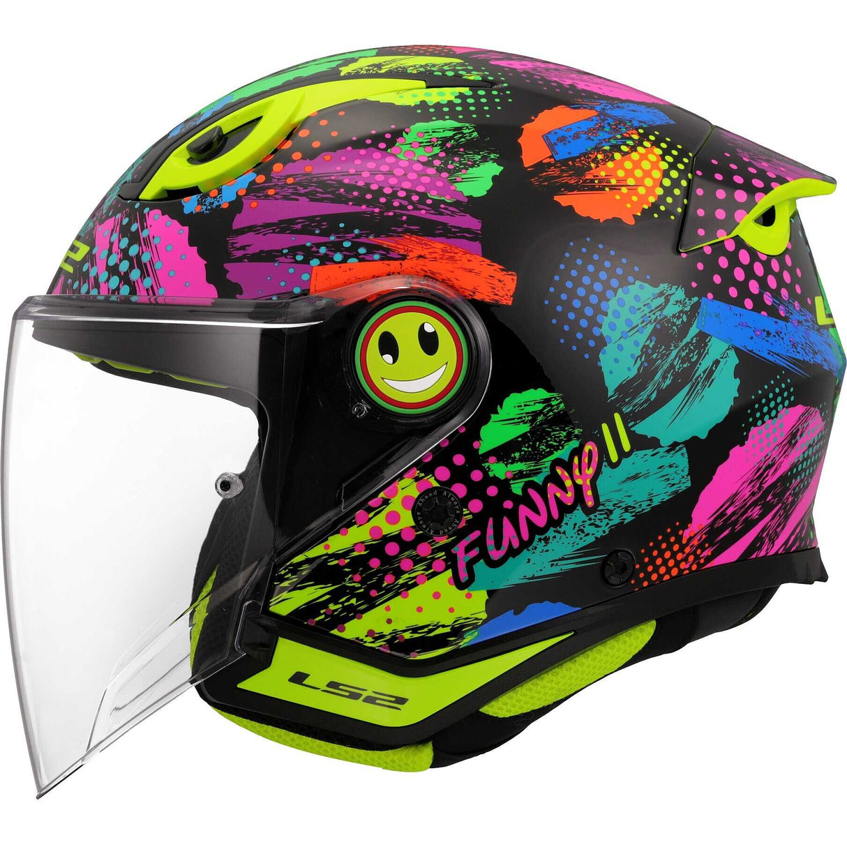 Casco aperto bambino LS2 OF622 FUNNY II JOY BLACK in KPA leggero ECE 22.06