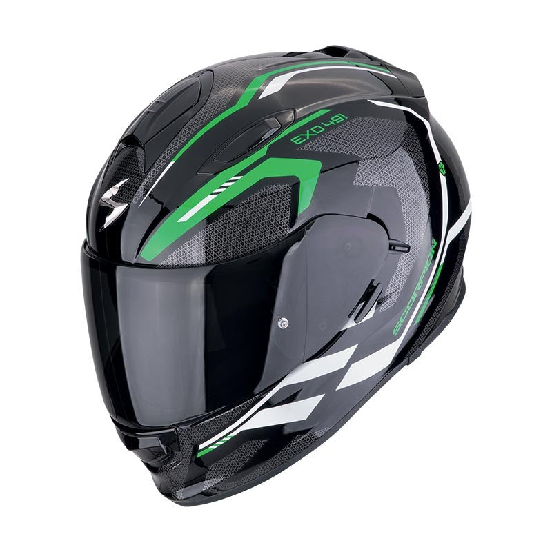 Scorpion EXO-491 KRIPTA BLACK GREEN WHITE – Casco Integrale Moto ECE 22.06