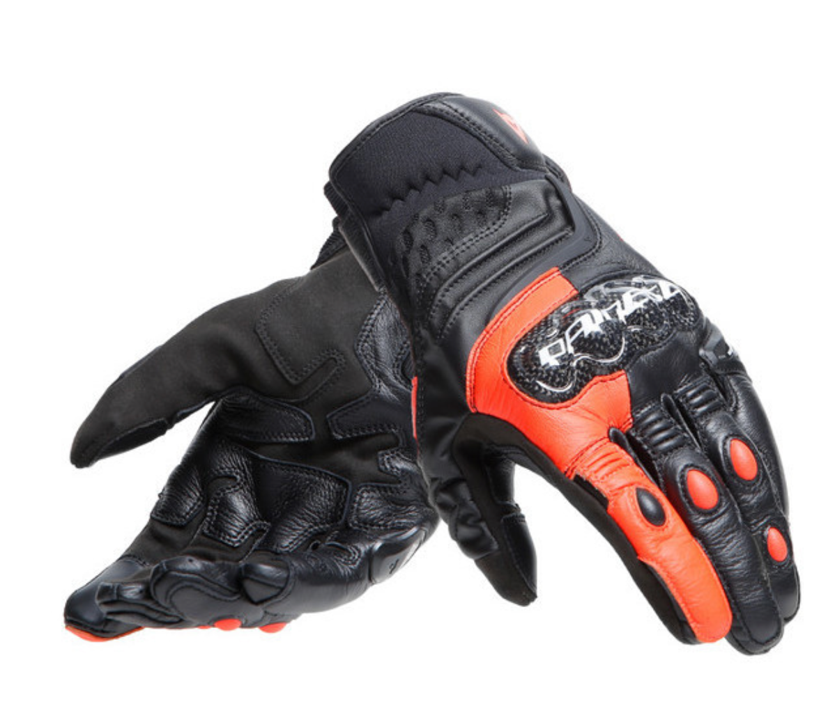 Dainese Carbon 4 Short – Guanti Moto in Pelle Black/Fluo-Red