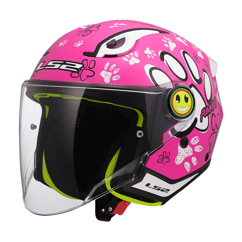 Casco aperto bambino LS2 OF622 FUNNY II PAWS PINK in KPA leggero ECE 22.06