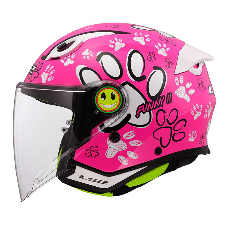 Casco aperto bambino LS2 OF622 FUNNY II PAWS PINK in KPA leggero ECE 22.06