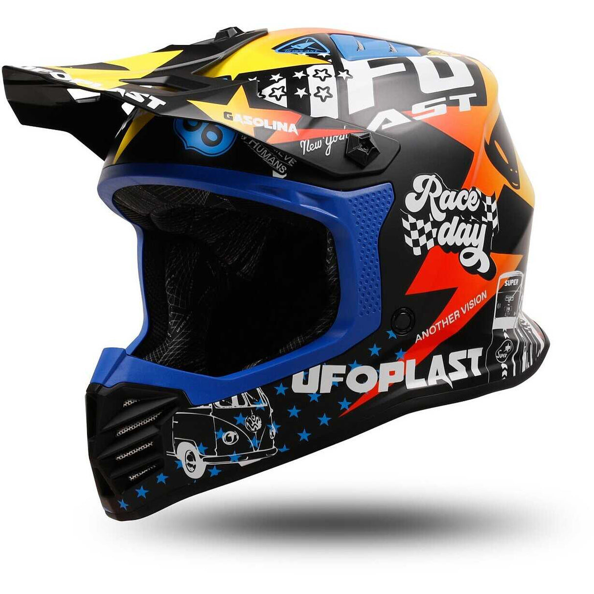 Casco cross bambino UFO Korey Blu Giallo