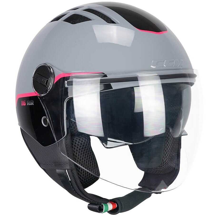 CGM 116A Air BICO Grigio Fucsia fluo – Casco Jet Moto ECE 22.06