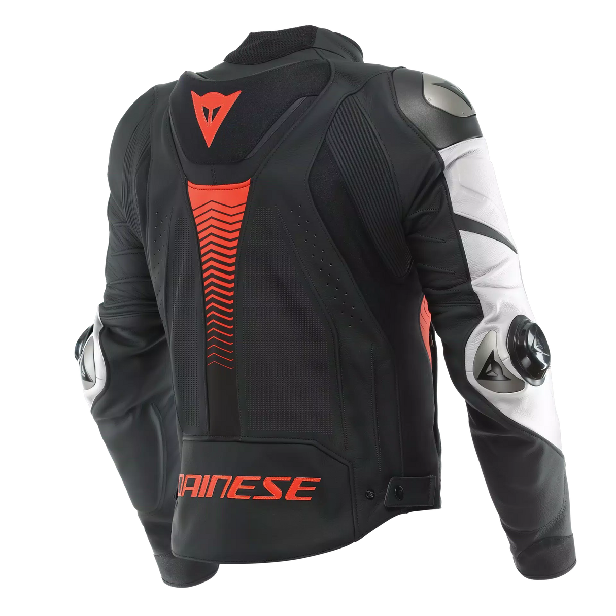 Dainese Super Speed 4 – Giacca Moto in Pelle Traforata Uomo Black-Matt/White/Fluo-Red