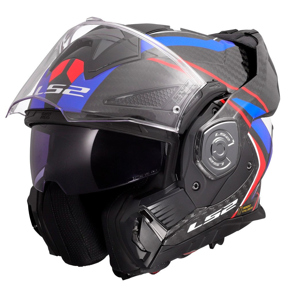LS2 FF901 Advant X C FUTURE II WHITE BLUE – Casco Ribaltabile in Fibra di Carbonio Doppia Omologazione ECE 22.06