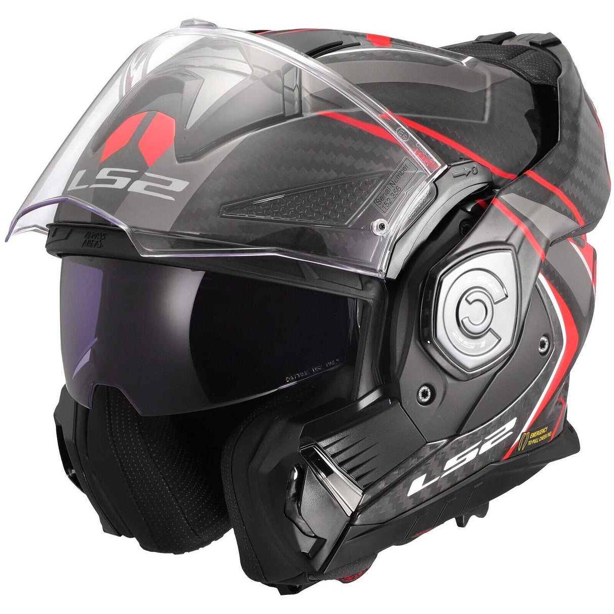 LS2 FF901 Advant X C FUTURE II RED – Casco Ribaltabile in Fibra di Carbonio Doppia Omologazione ECE 22.06