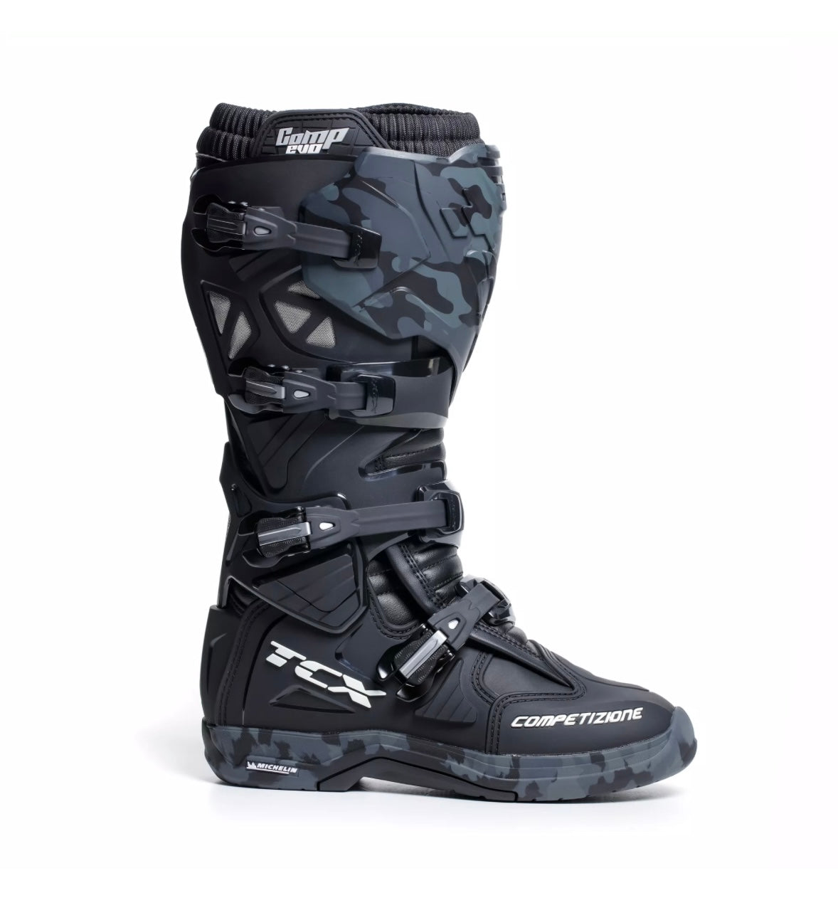 TCX Comp Evo 2 Michelin Black/Camo – Stivali Moto Off-Road CE