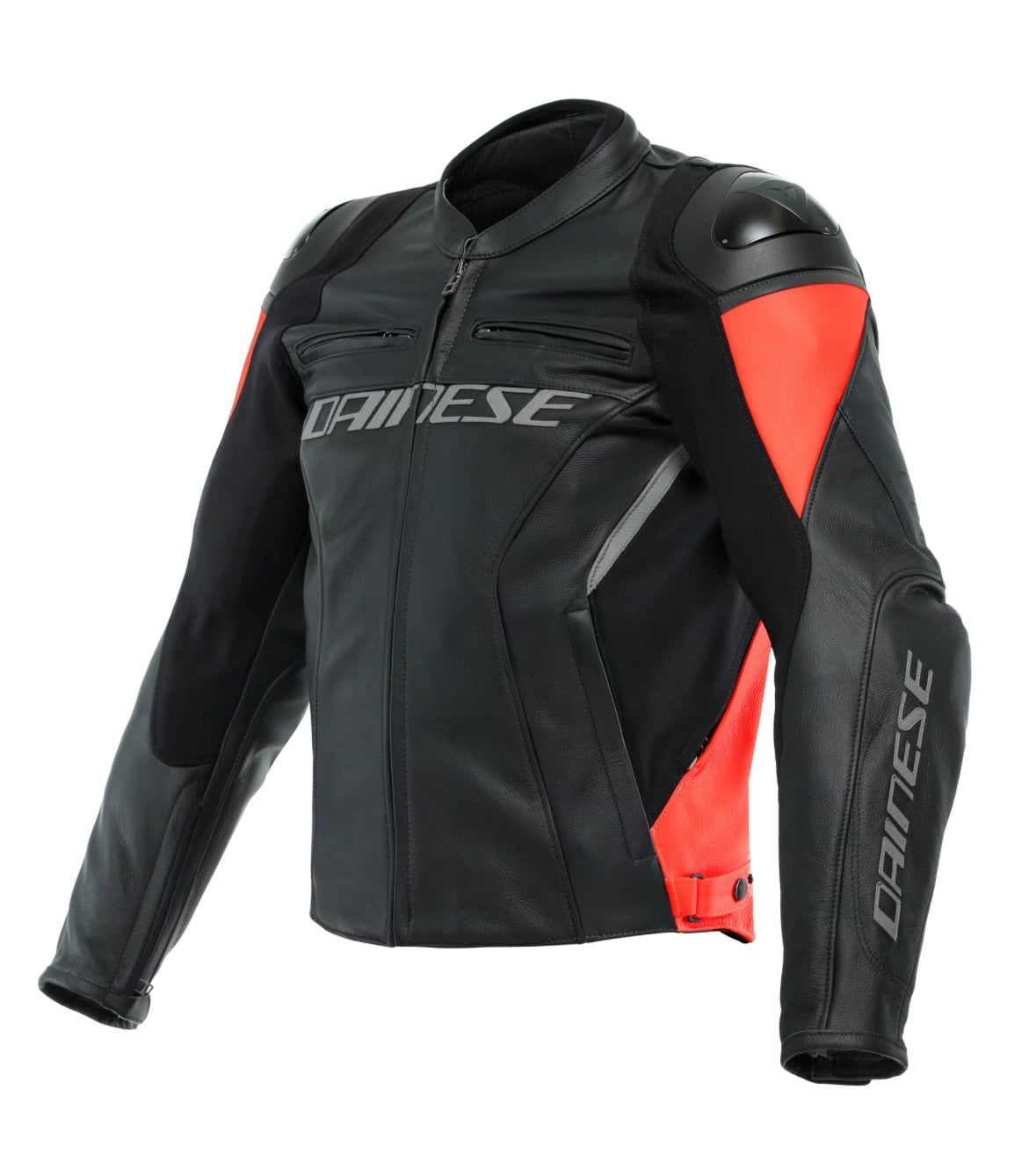 DAINESE RACING 4 GIACCA PELLE UOMO BLACK/FLUO RED