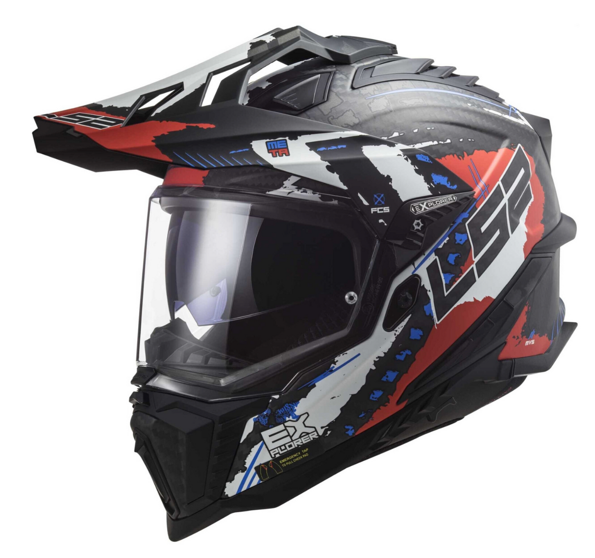 LS2 MX701 C Explorer Extend Matt Red – Casco Adventure in Fibra ECE 22.06