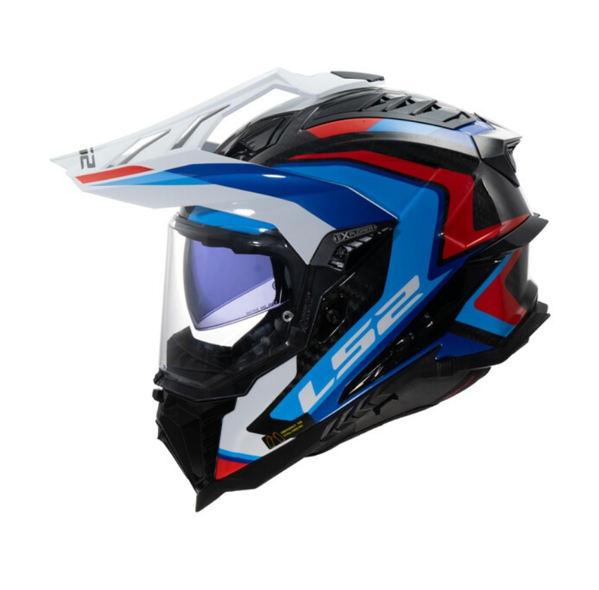 LS2 MX701 Explorer C FRONTIER II WHITE BLUE – Casco Adventure in Fibra di Carbonio ECE 22.06