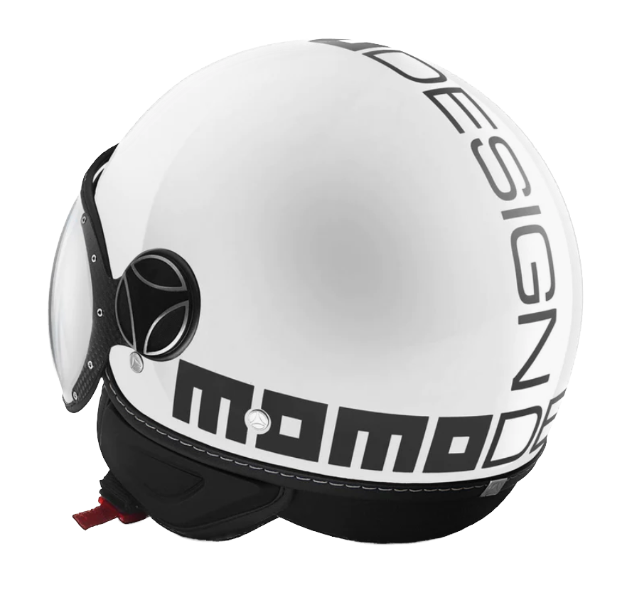 Momo Design FGRT CLASSIC, Casco Jet Con Visiera Sagomata - WHITE BLACK