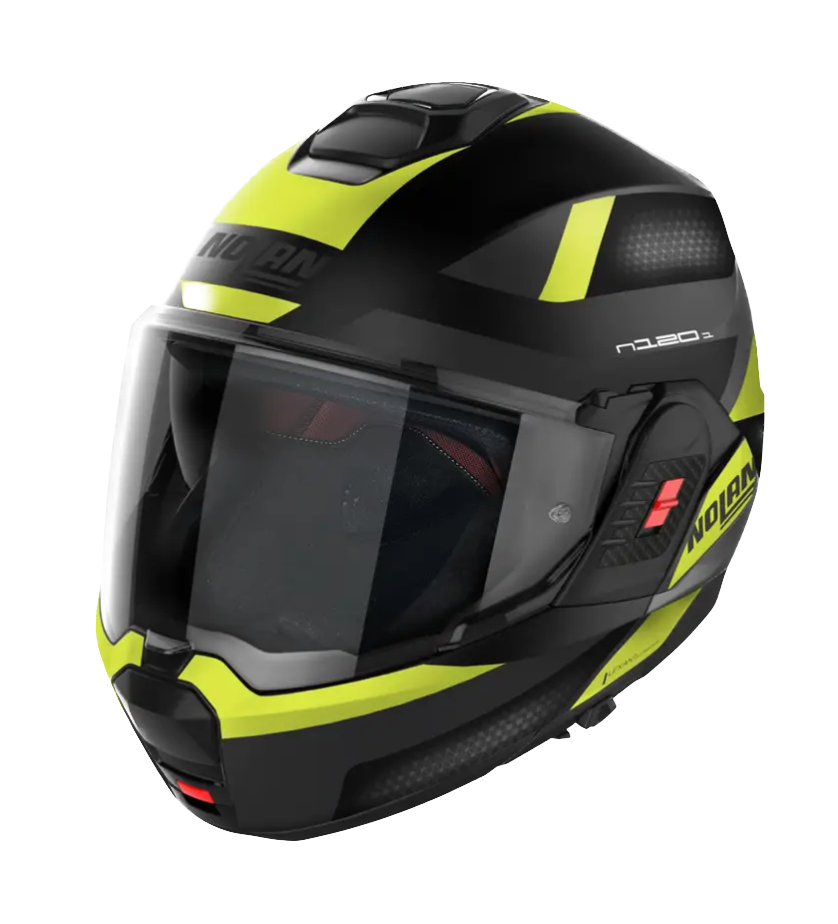 Nolan N120-1, Casco Modulare Con Rotazione Mentoniera - Subway N-com FLAT BLACK (YELLOW)