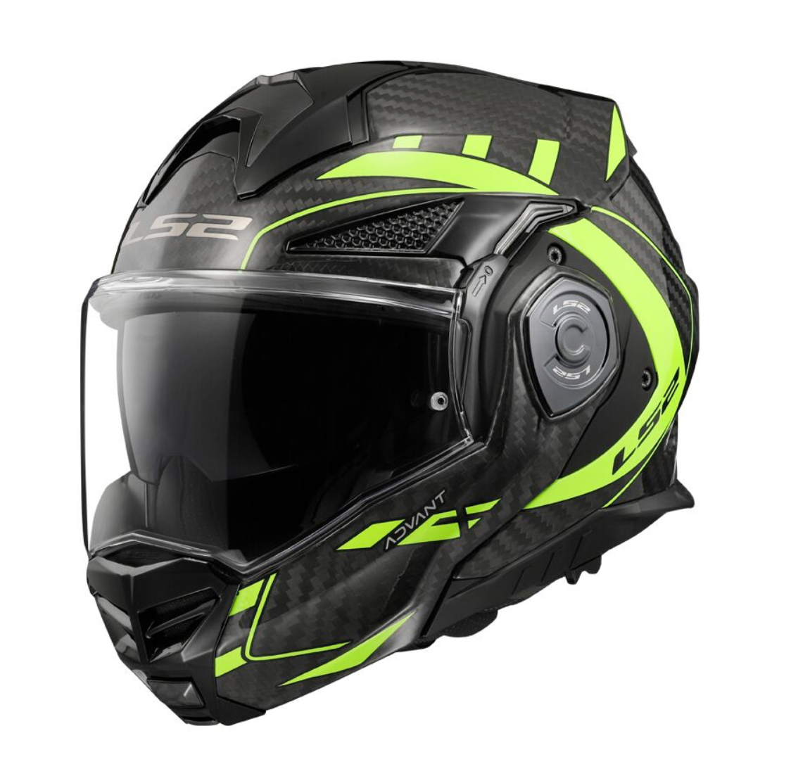 LS2 FF901 Advant X C FUTURE H-V YELLOW – Casco Ribaltabile in Fibra di Carbonio Doppia Omologazione ECE 22.06