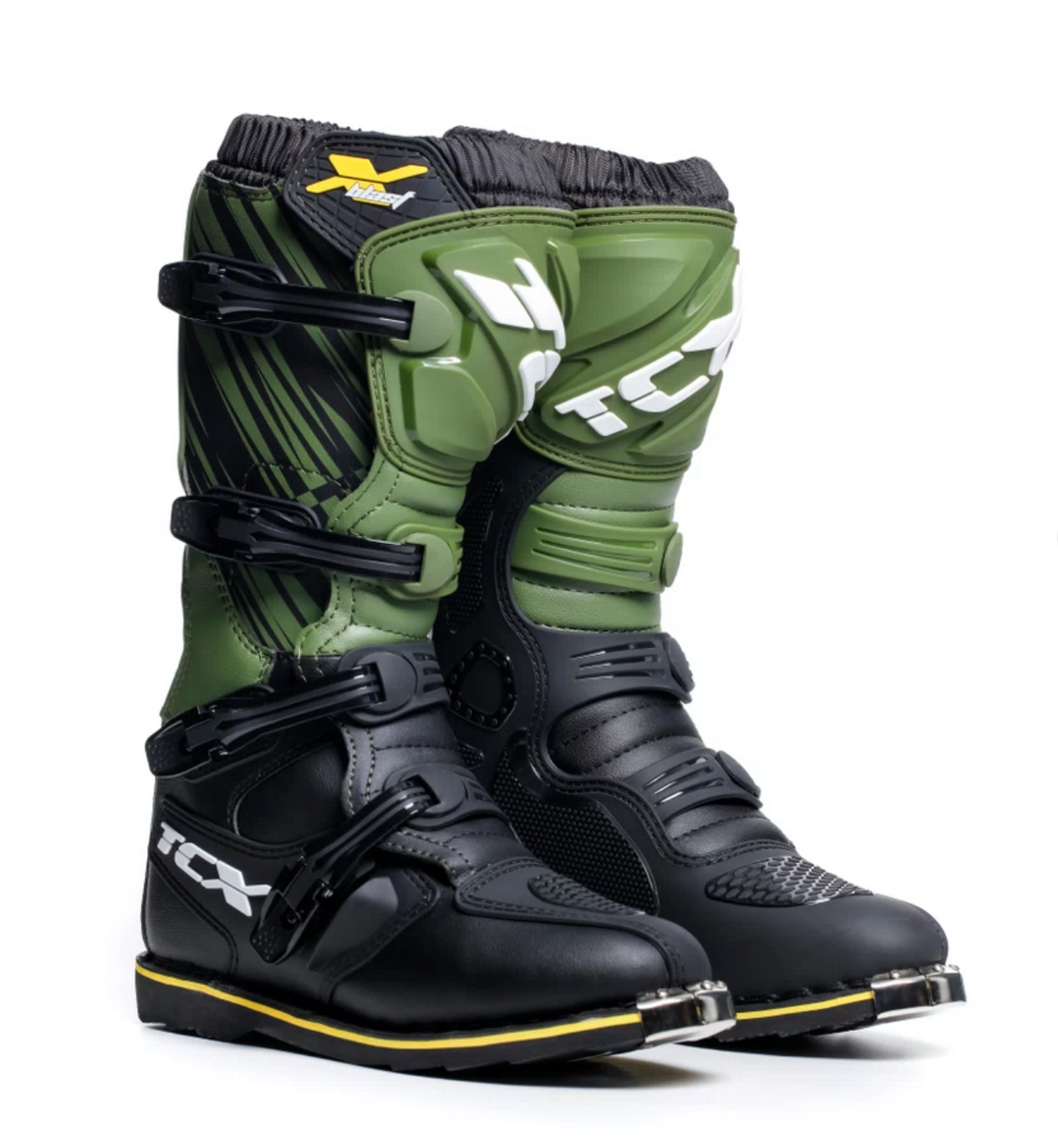 Stivali Adventure motocross TCX X-Blast Offroad protettivi BLACK/GREEN/YELLOW