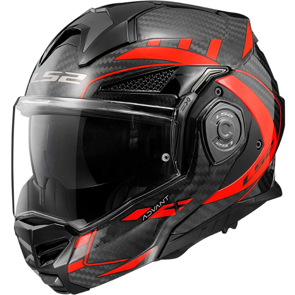 LS2 FF901 Advant X C FUTURE GL.RED – Casco Ribaltabile in Fibra di Carbonio Doppia Omologazione ECE 22.06