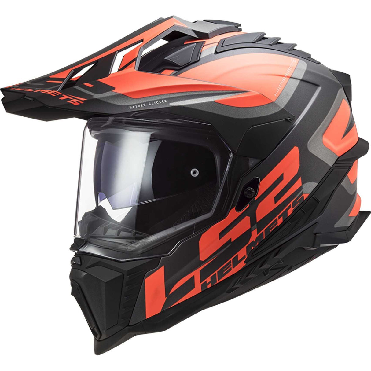 LS2 MX701 Explorer Alter Matt Black FL.Orange – Casco Adventure in Fibra ECE 22.06