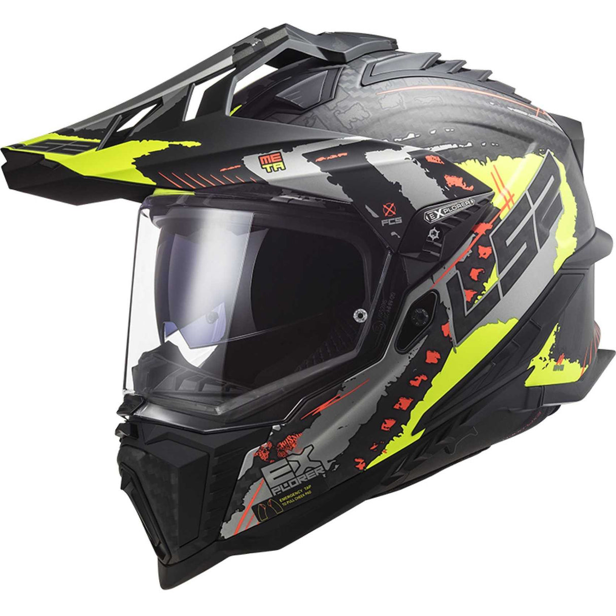 LS2 MX701 Explorer C EXPLORER EXTEND MATT H-V YELLOW – Casco Adventure in Fibra di Carbonio ECE 22.06