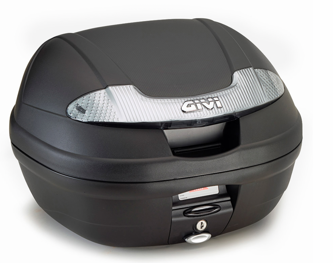 GIVI E340 VISION TECH BAULETTO NERO GOFFRATO CON CATADIOTTRI FUMÉ COMPRENSIVO DI PIASTRA E KIT UNIVERSALE alexmotostore