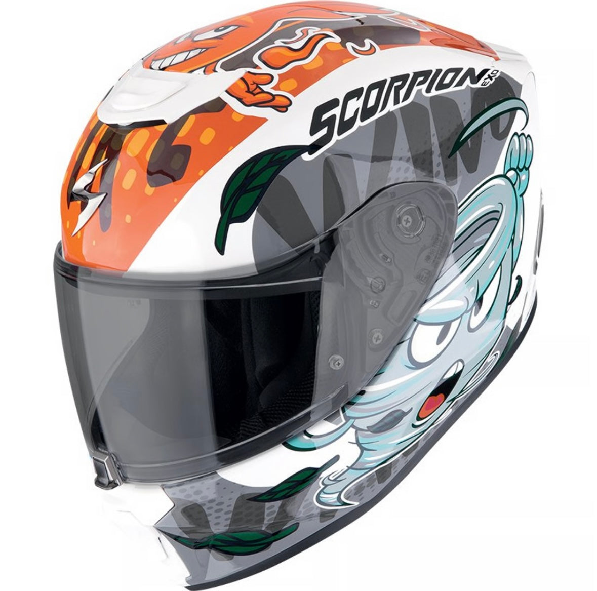 Scorpion EXO-JNR Air The4elements Bianco Blu Arancione – Casco Integrale Bambini ECE 22.06
