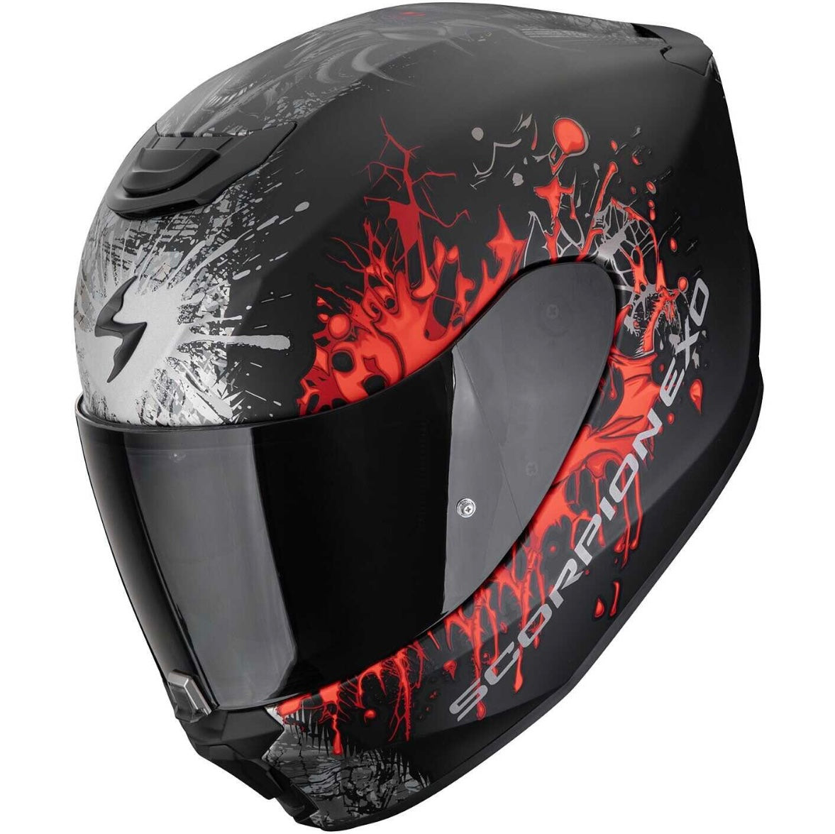 Scorpion EXO-391 Wolf Matt Black Silver Red  – Casco Integrale ECE 22.06