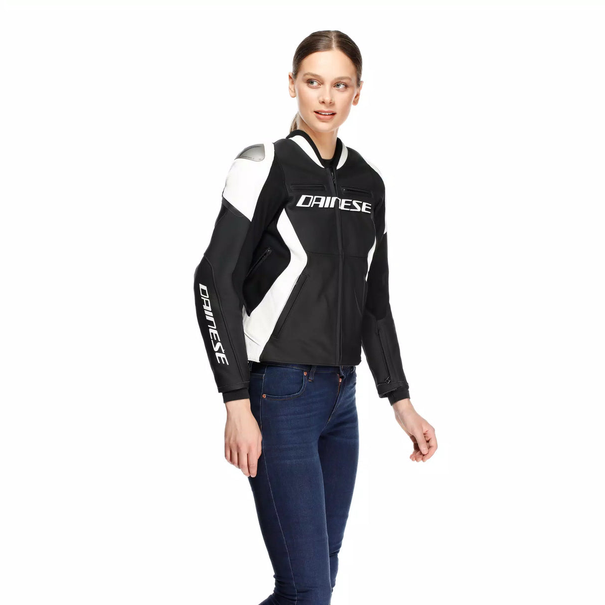RACING 5 LEATHER JACKET WMN 631 BLACK/WHITE 622