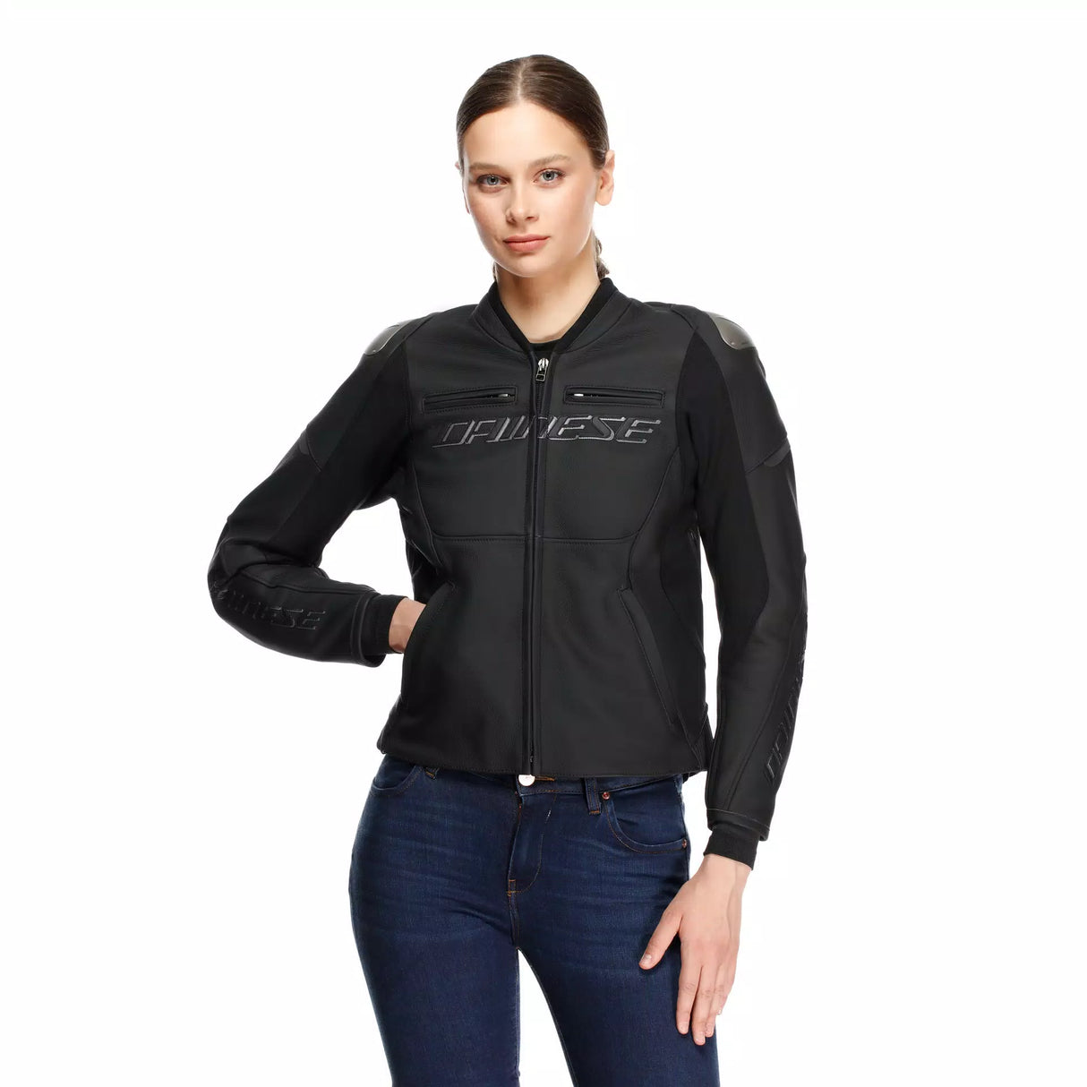 RACING 5 LEATHER JACKET WMN 631 BLACK/BLACK