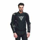 Dainese Super Speed 4 – Giacca Moto in Pelle Traforata Uomo Black-Matt Charcoal-Grey