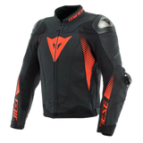 Dainese Super Speed 4 – Giacca Moto in Pelle Uomo Black-Matt/Fluo-Red