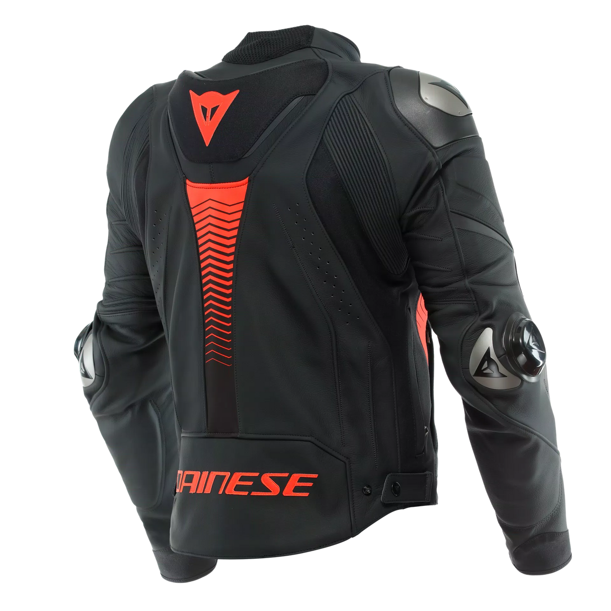 Dainese Super Speed 4 – Giacca Moto in Pelle Uomo Black-Matt/Fluo-Red