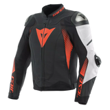 Dainese Super Speed 4 – Giacca Moto in Pelle Traforata Uomo Black-Matt/White/Fluo-Red