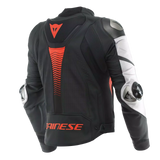 Dainese Super Speed 4 – Giacca Moto in Pelle Traforata Uomo Black-Matt/White/Fluo-Red