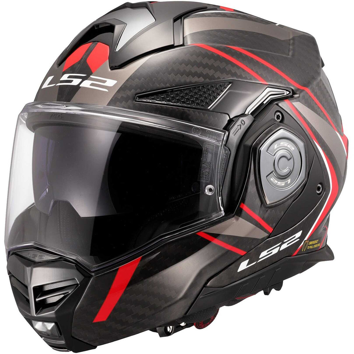 LS2 FF901 Advant X C FUTURE II RED  – Casco Ribaltabile in Fibra di Carbonio Doppia Omologazione ECE 22.06