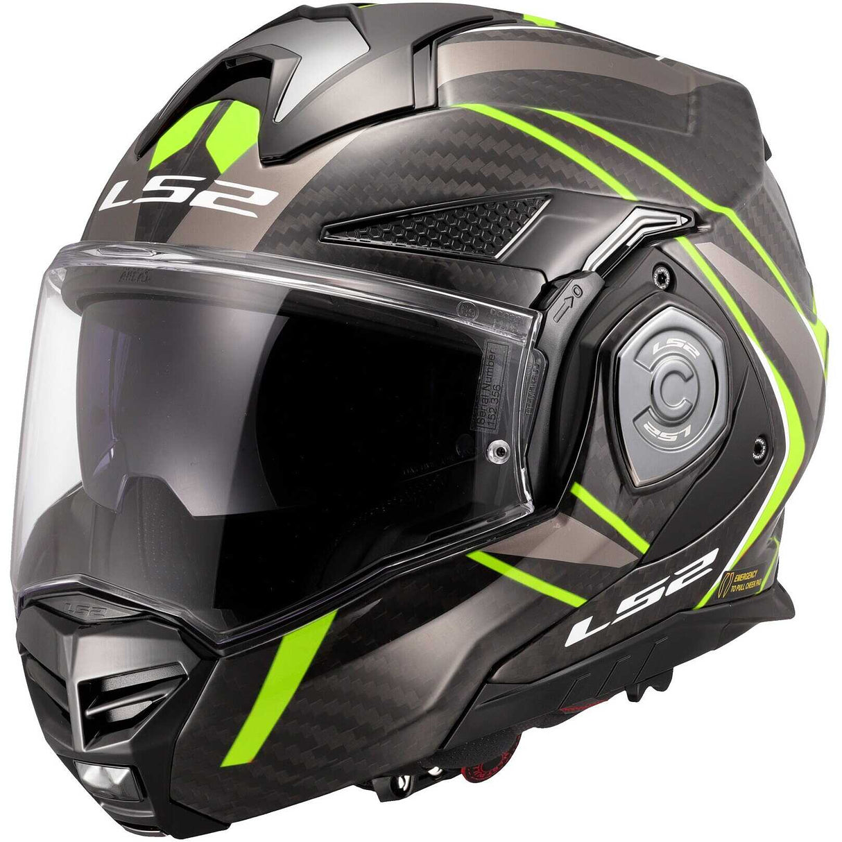 LS2 FF901 Advant X C FUTURE II YELLOW – Casco Ribaltabile in Fibra di Carbonio Doppia Omologazione ECE 22.06