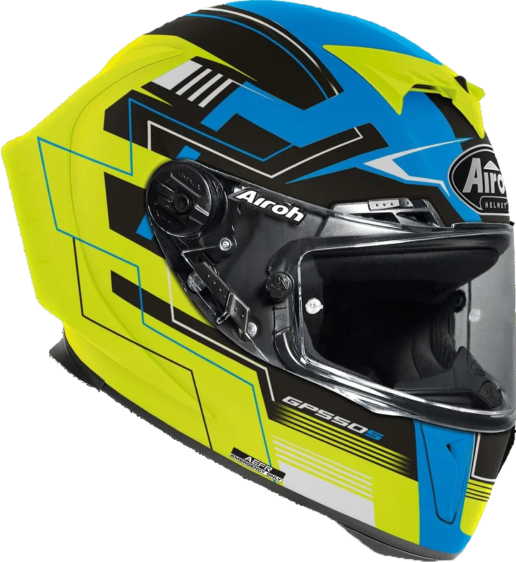 Airoh GP 550 S Casco Integrale In Carbonio e Kevlar - CHALLENGE BLUE YELLOW MATT