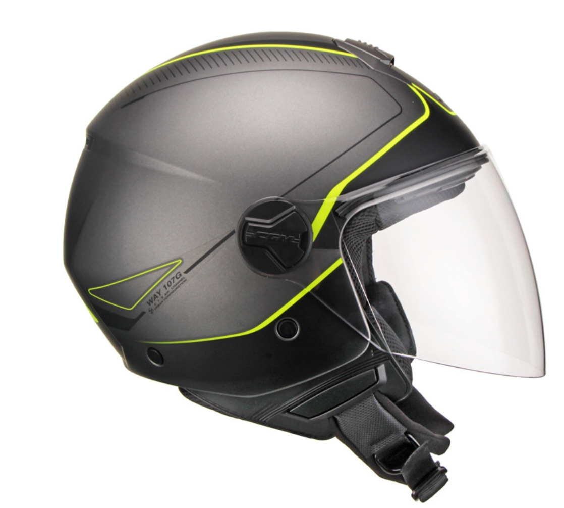 Casco 107A FLORENCE WAY ANTRACITE GIALLO FLUO opaco lunga