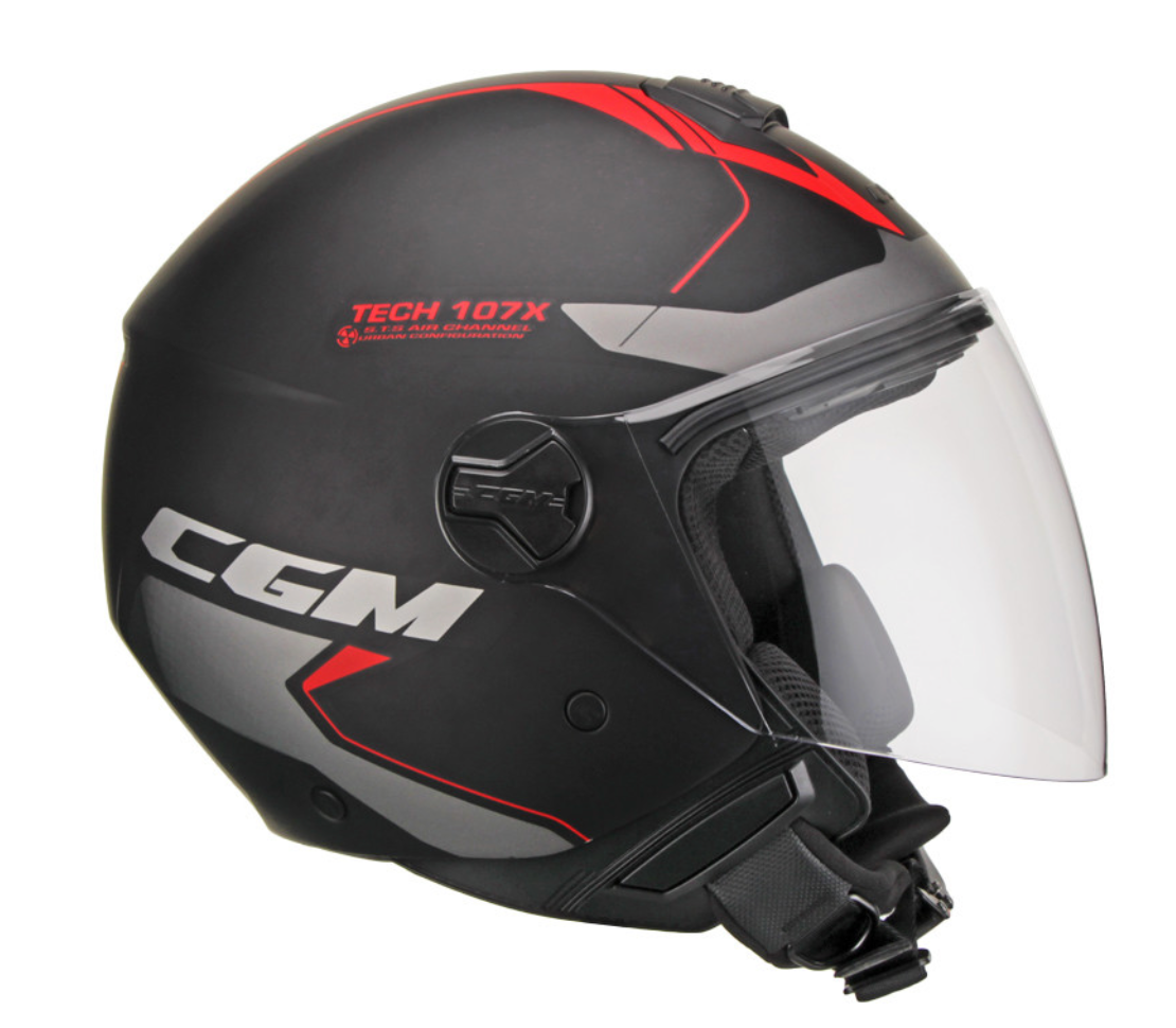 Casco 107X FLORENCE TECH NERO ROSSO OPACO LUNGA