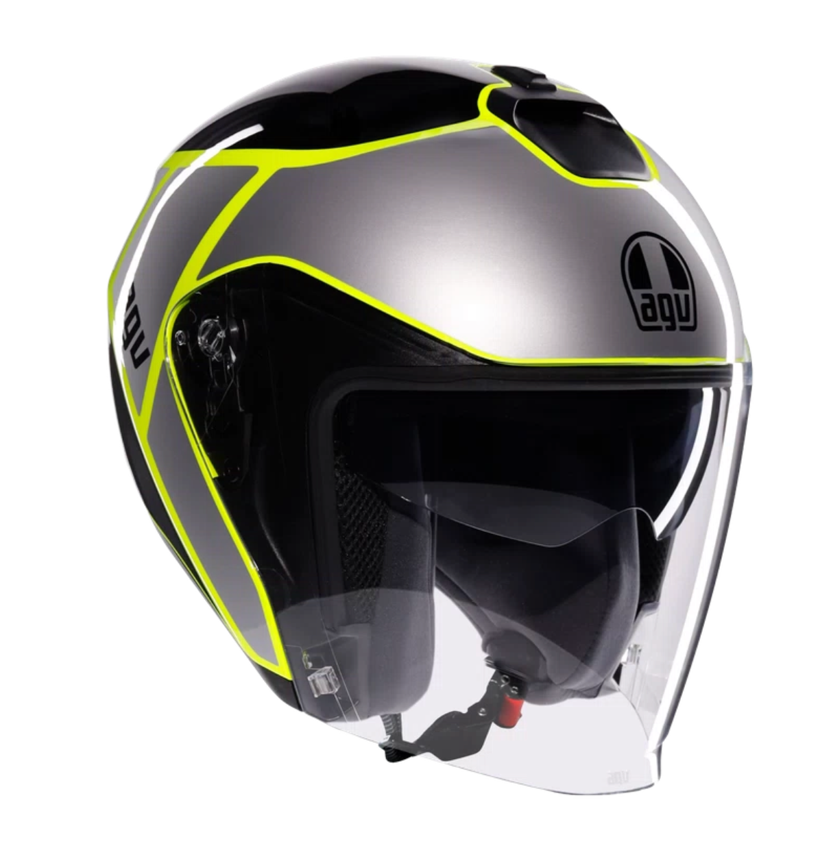 AGV IRIDES DAVAO BLACK/GREY/YELLOW FLUO - CASCO MOTO JET E2206