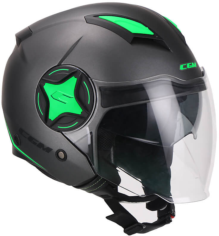 Casco 129X ILLINOIS SPORT Antracite Verde fluo satinato S